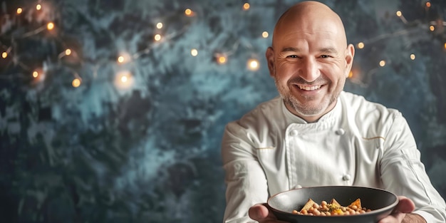 Szef kuchni przy stole